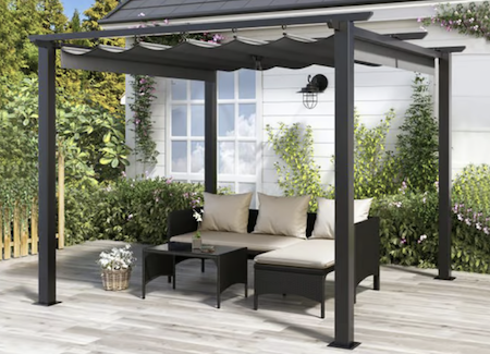 Amazingly cheap metal pergola with a retractable canopy