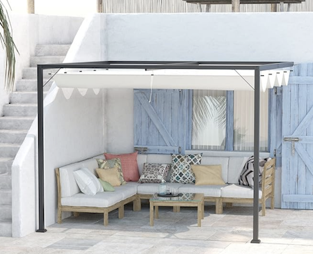 Metal pergola kit with canopy