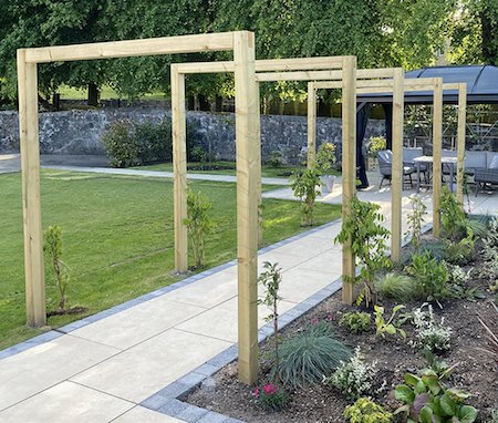 Infinity pergola kit walkway rose arch made from a series of arches