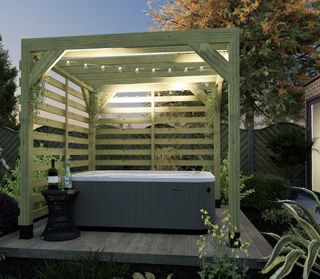 Hot tub pergola kit with lights.