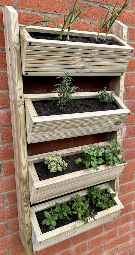 Wooden vertical wall planter